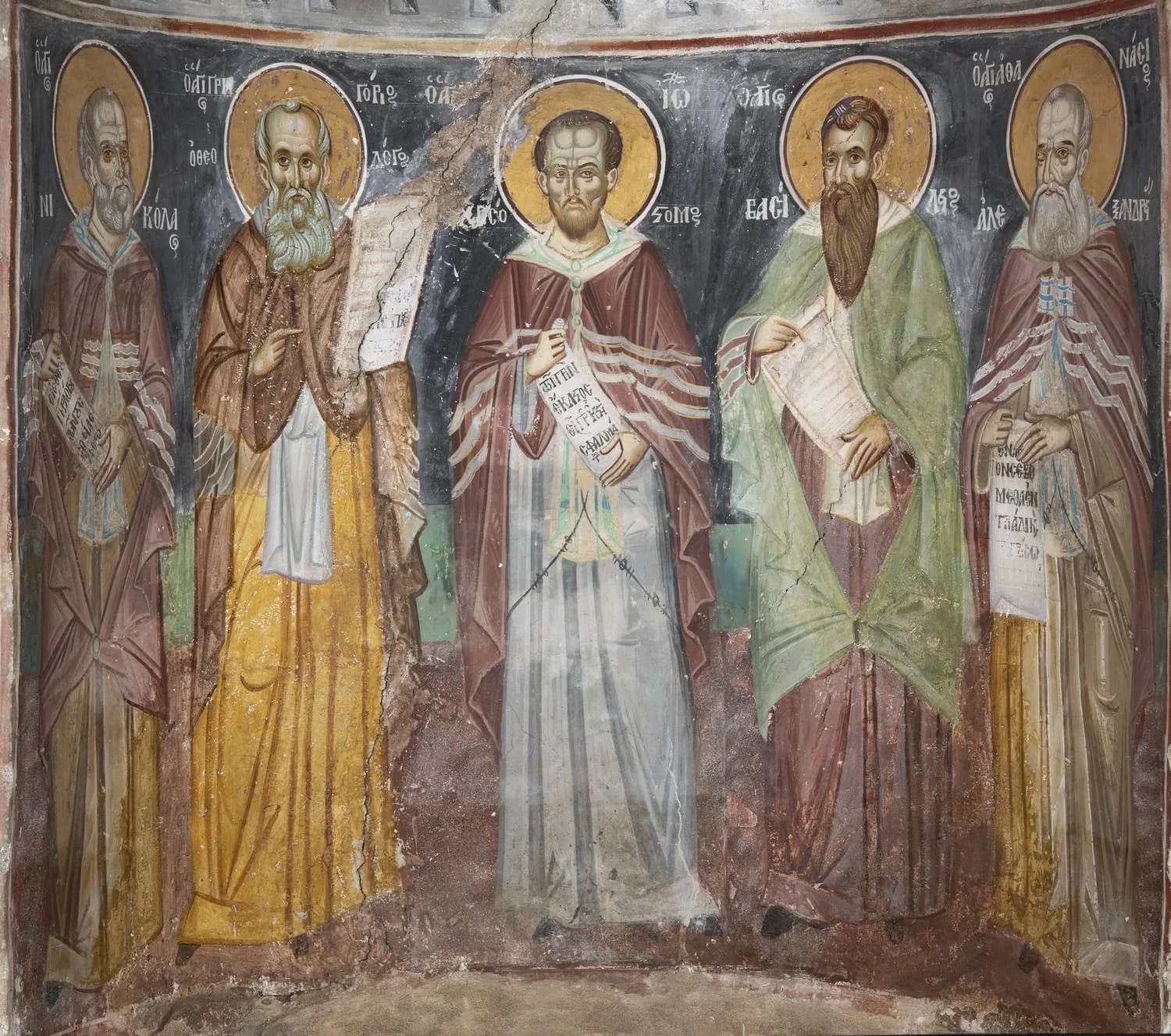 Προεπισκόπηση εικόνας για Οι ιεράρχες άγιοι Νικόλαος, Γρηγόριος ο Θεολόγος, Ιωάννης Χρυσόστομος, Βασίλειος και Αθανάσιος Αλεξανδρείας